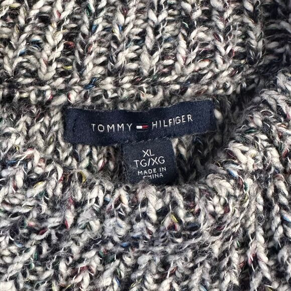 Tommy Hilfiger Mock Neck Cable Comfortable Fall Sweater Black/Gray/White XL - Picture 11 of 13